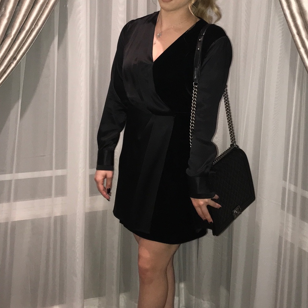 Rag & Bone Black Victor V-Neck Wrap Silk Velvet